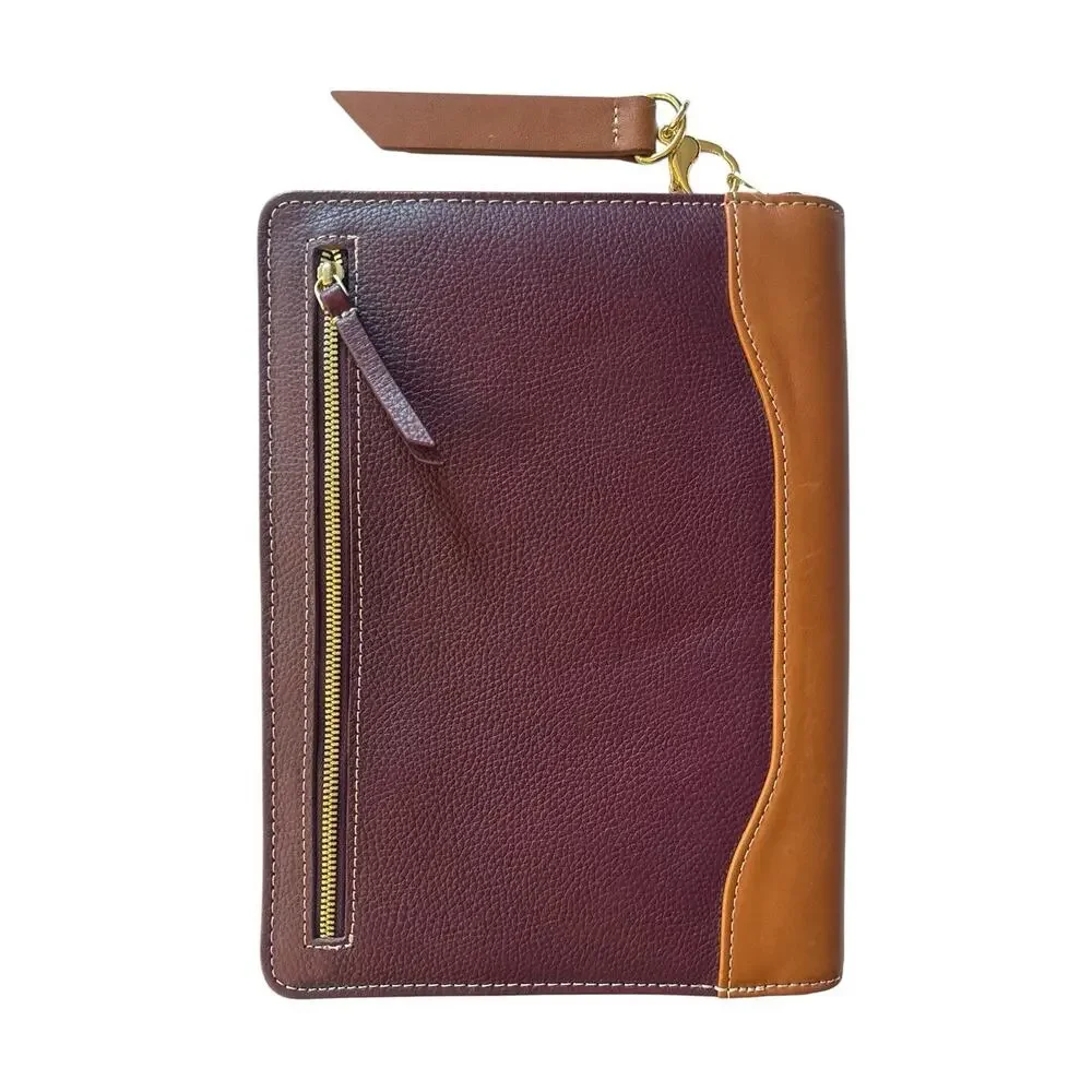 Franklin Quest Planner Binder Burgundy Brown Verona Leather Zip Around No Ring